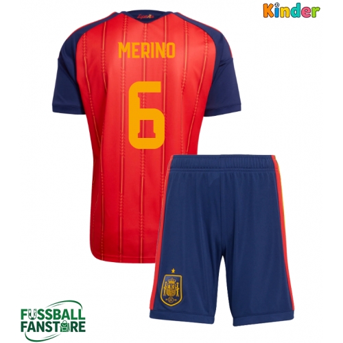 Spanien Mikel Merino #6 Replik Heimtrikot Kinder WM 2026 Kurzarm (+ Kurze Hosen)
